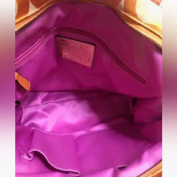 Coach poppy bag, RARE, large, women’s handbag, in pink and orange purse, fall - Picture 11 of 13